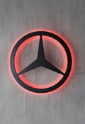 Mercedes Logo mit LED Beleuchtung Wand Dekoration