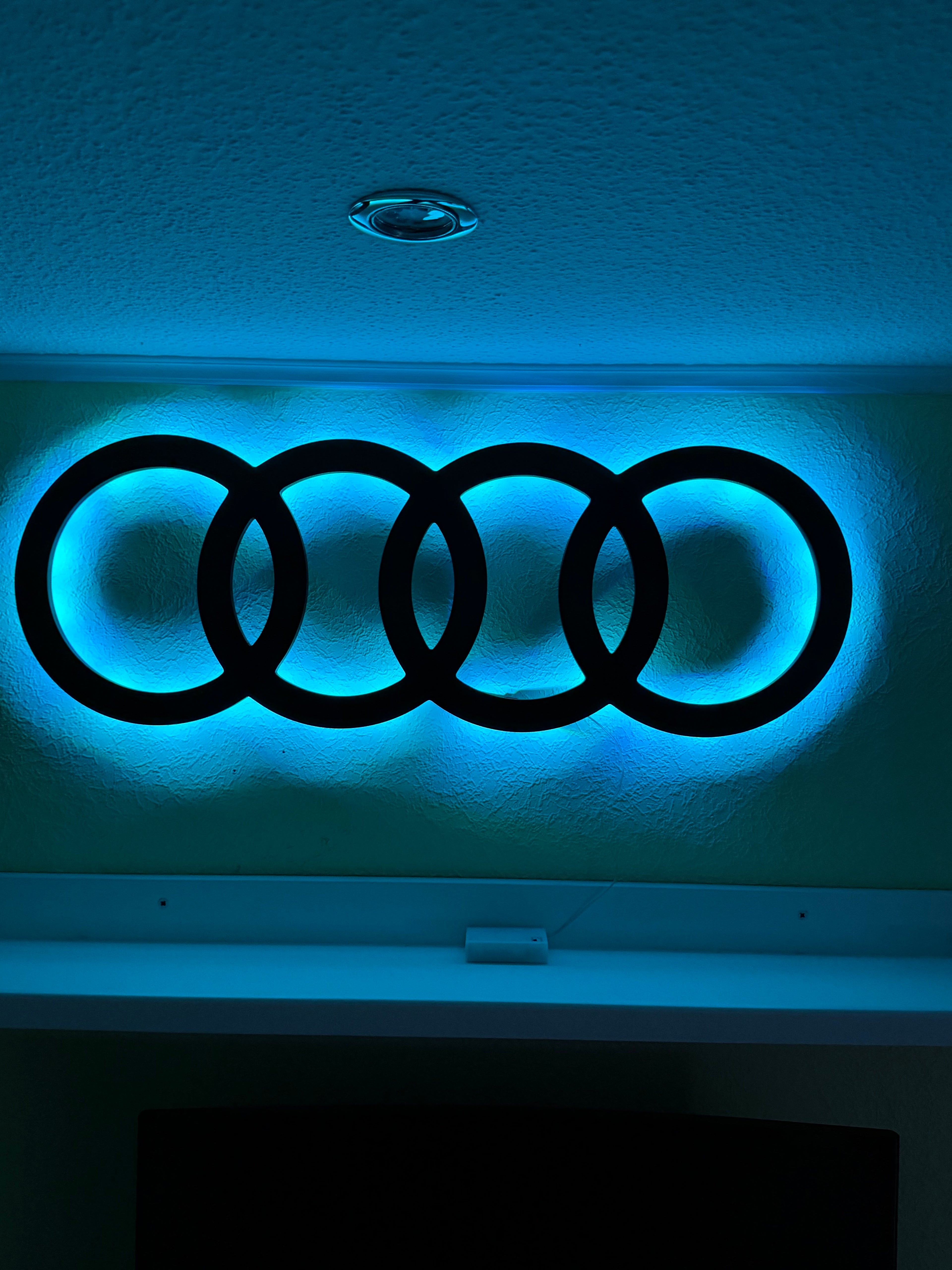 Audi Ringe mit LED Beleuchtung Wand Dekoration