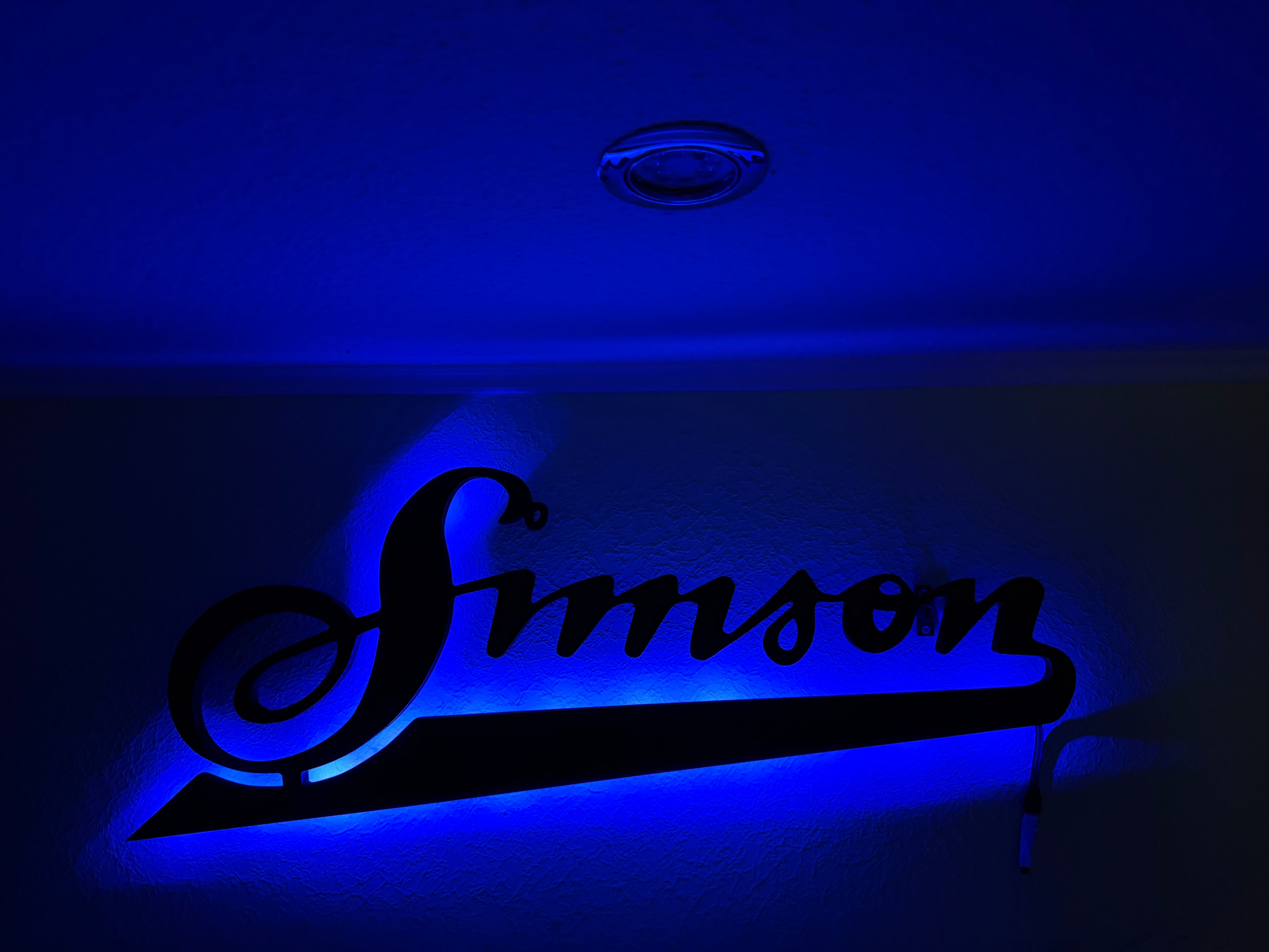 Simson Schriftzug mit LED Beleuchtung Wand Dekoration