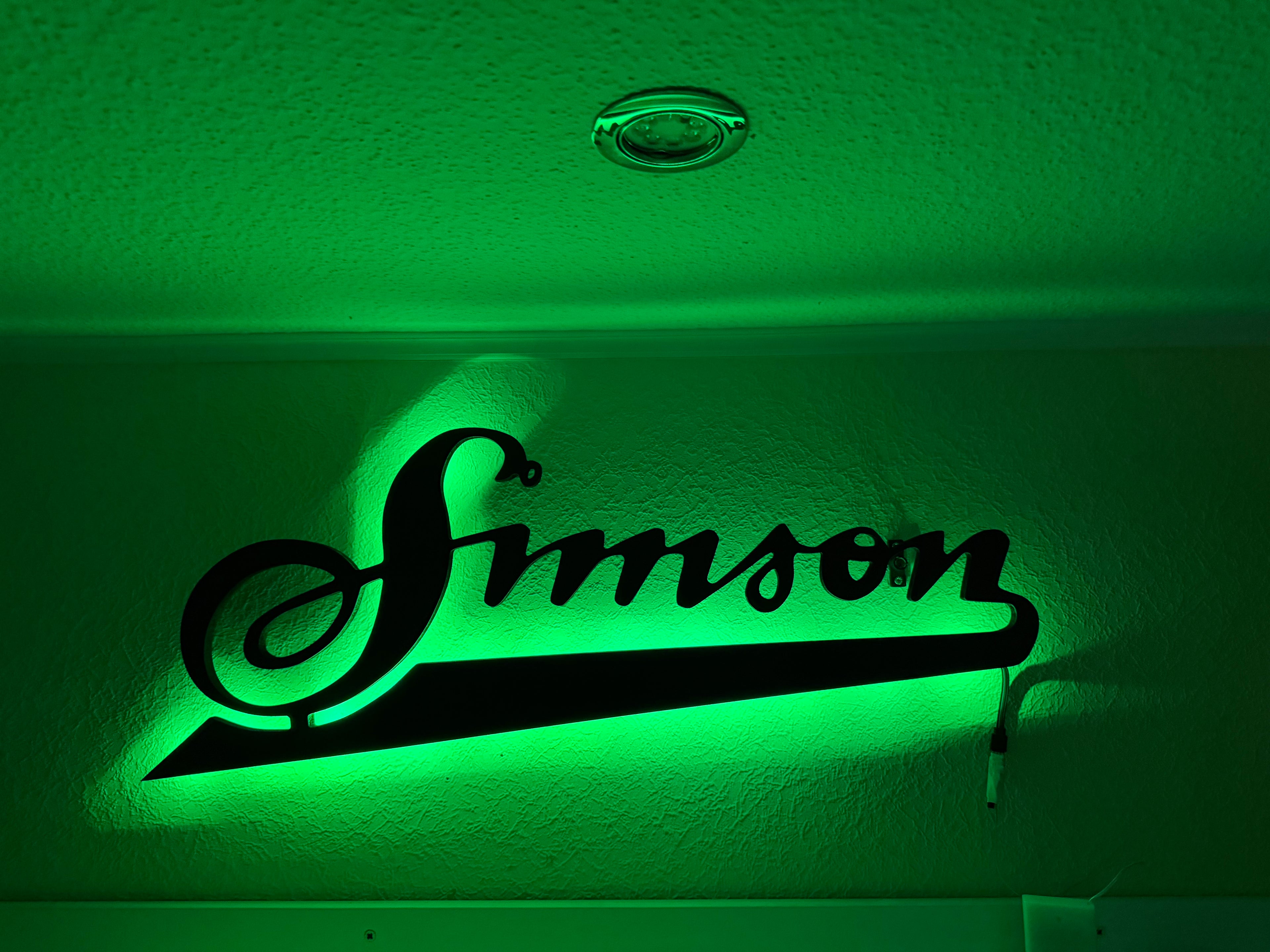 Simson Schriftzug mit LED Beleuchtung Wand Dekoration