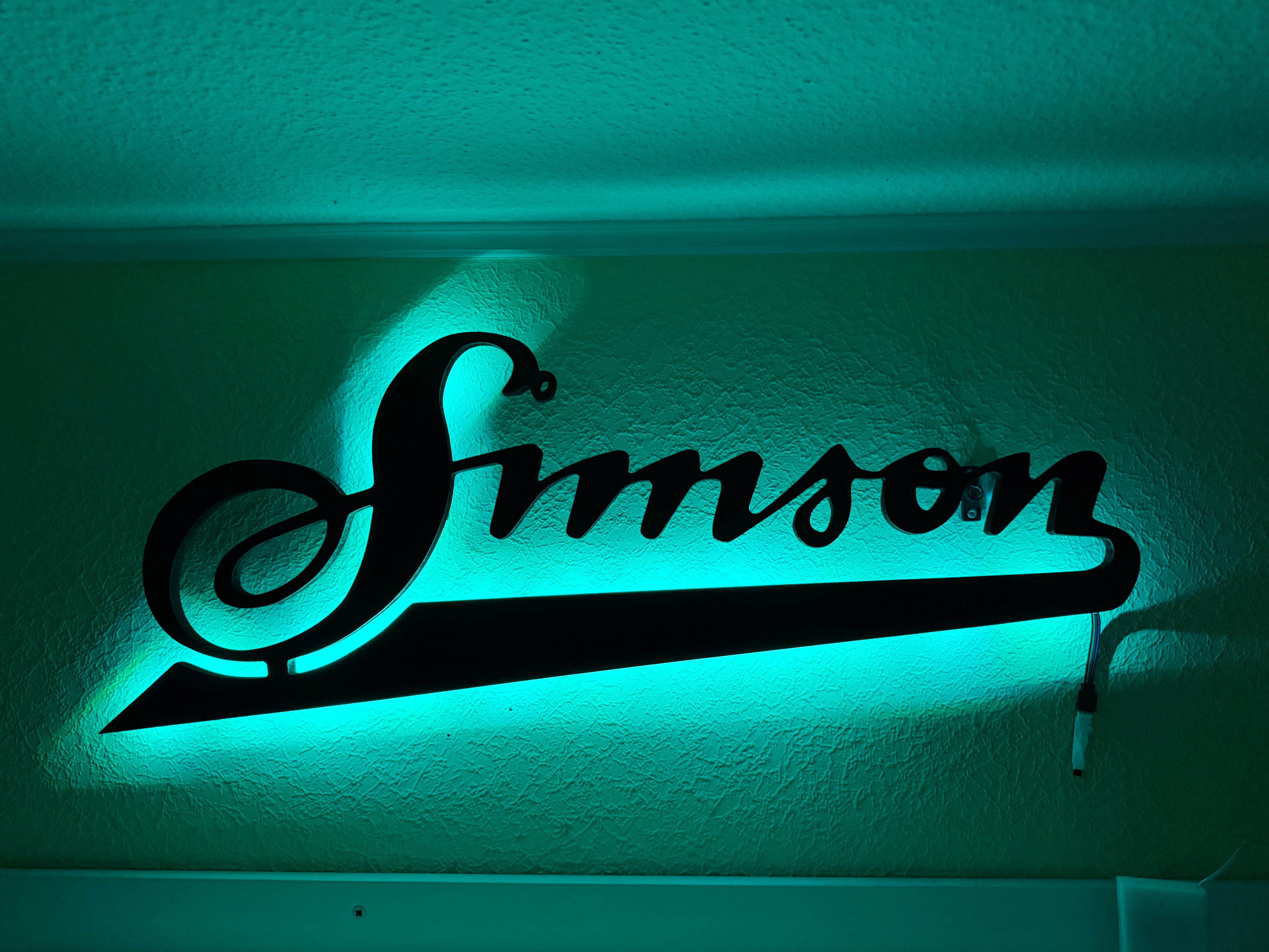 Simson Schriftzug mit LED Beleuchtung Wand Dekoration