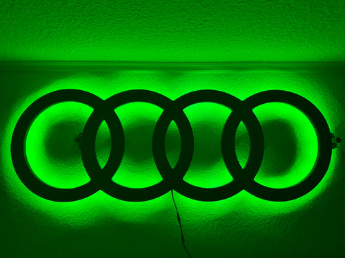 Audi Ringe mit LED Beleuchtung Wand Dekoration