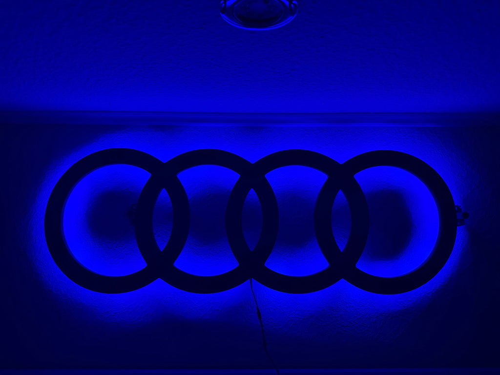 Audi Ringe mit LED Beleuchtung Wand Dekoration